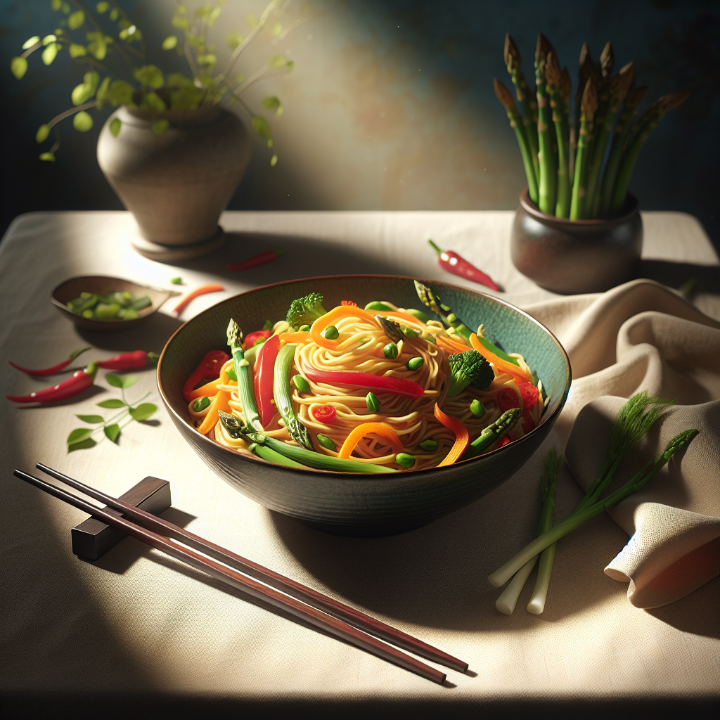 Wok vištienos makaronų receptas su daržovėmis
