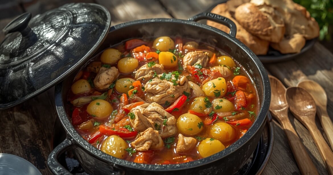 Vištienos receptas kazane su daržovėmis ir aromatingais prieskoniais