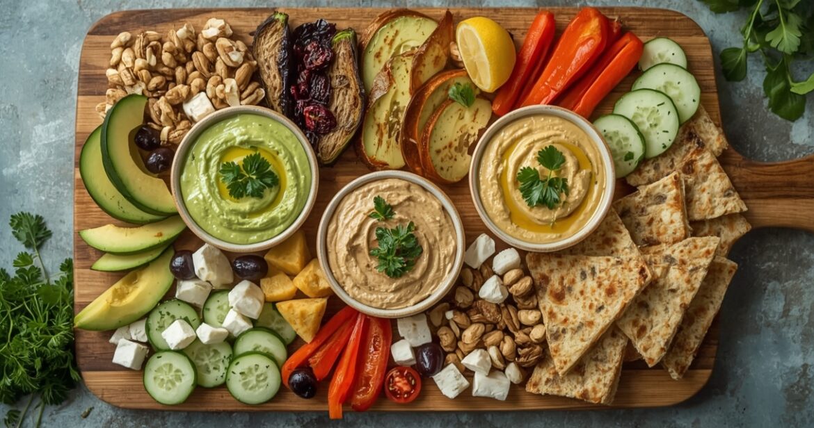 Veganiškų užkandžių receptas su avokadu ir humusu