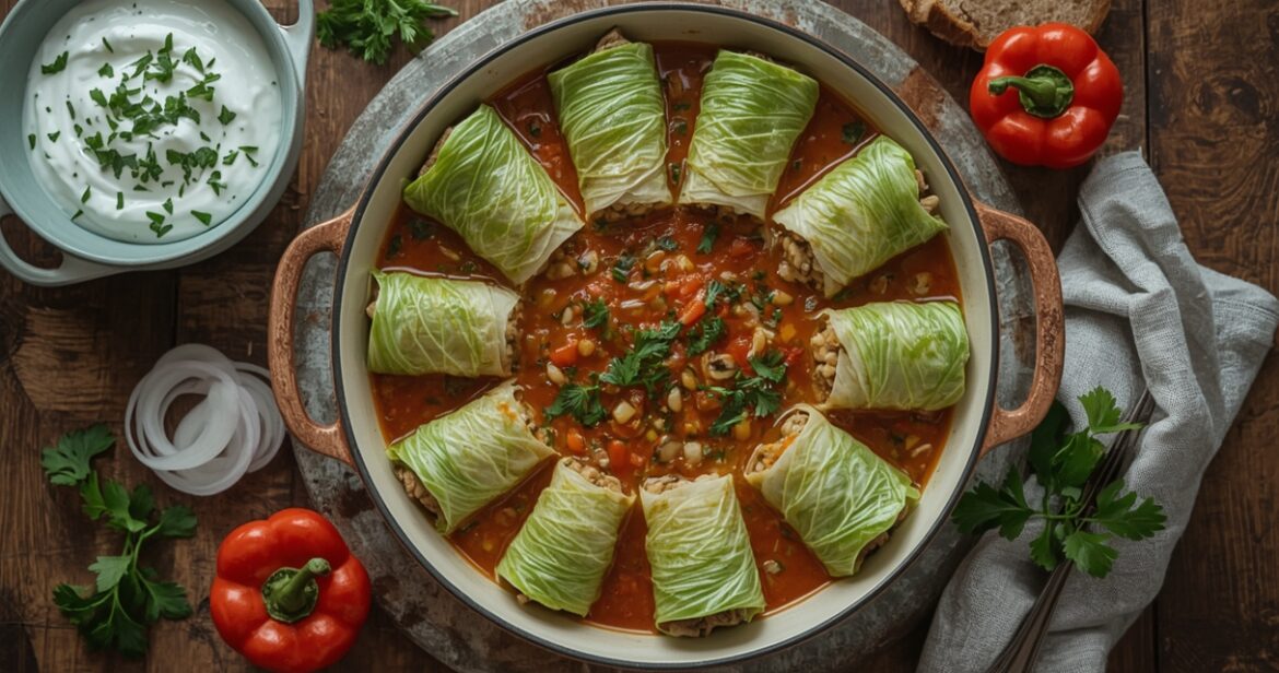 Vegetariškų balandėlių receptas su kopūstais ir lęšiais