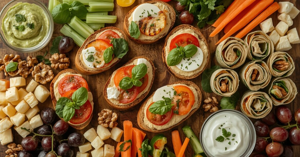 Vegetariškų užkandžių receptas su daržovėmis ir sūriais