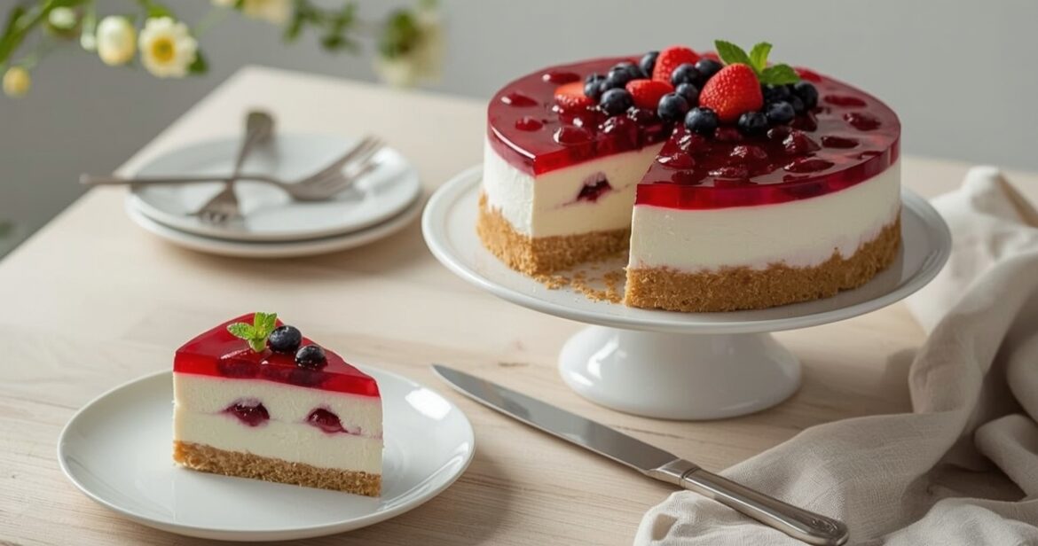 Varškės torto su želė receptas gaiviam desertui