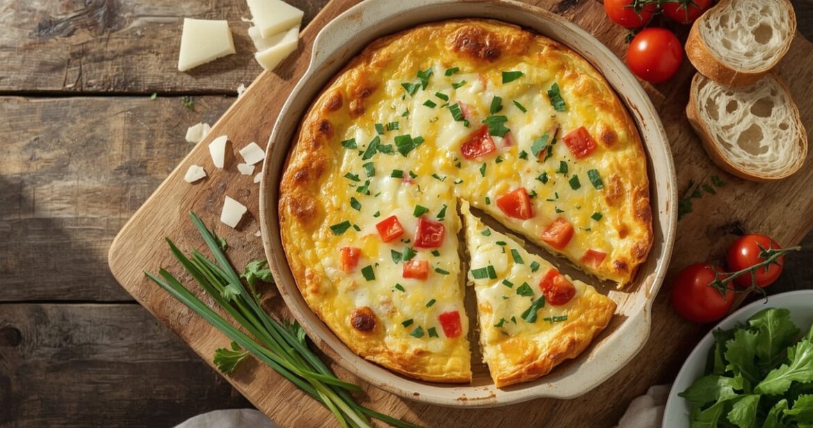 Orkaitėje kepamo omleto receptas su sūriu ir daržovėmis