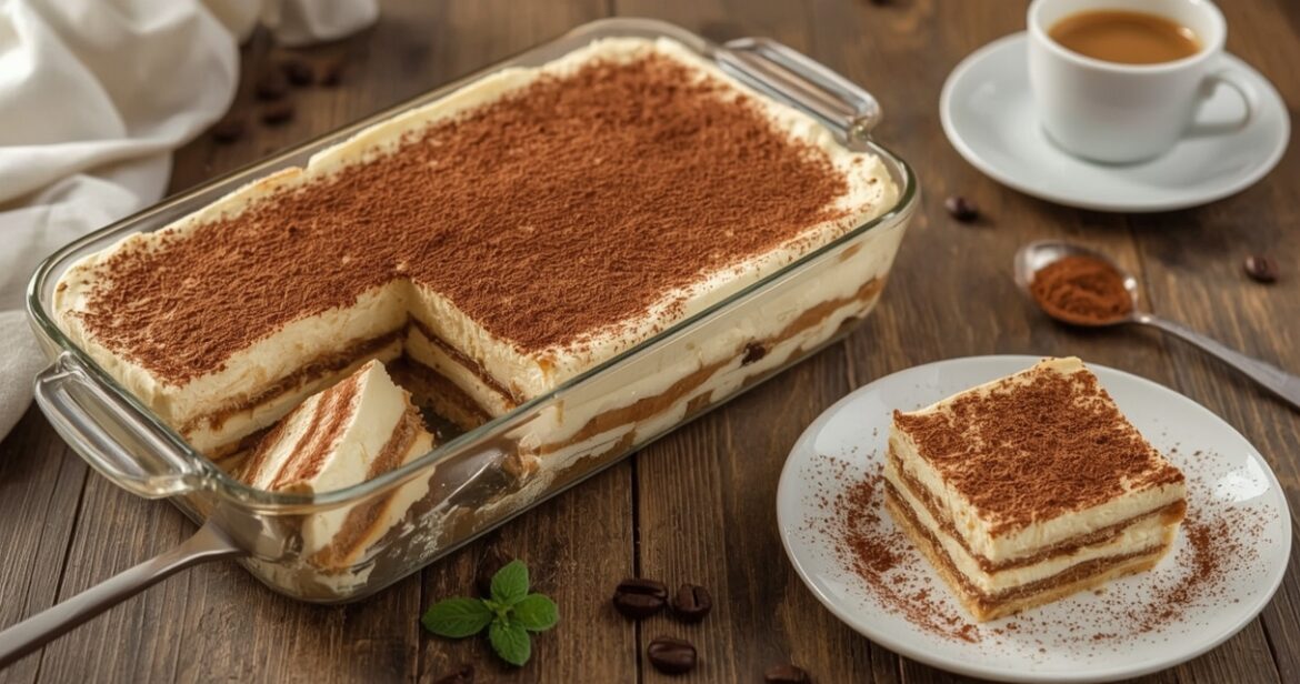 Tiramisu be kiaušinių receptas su maskarponės kremu ir kava