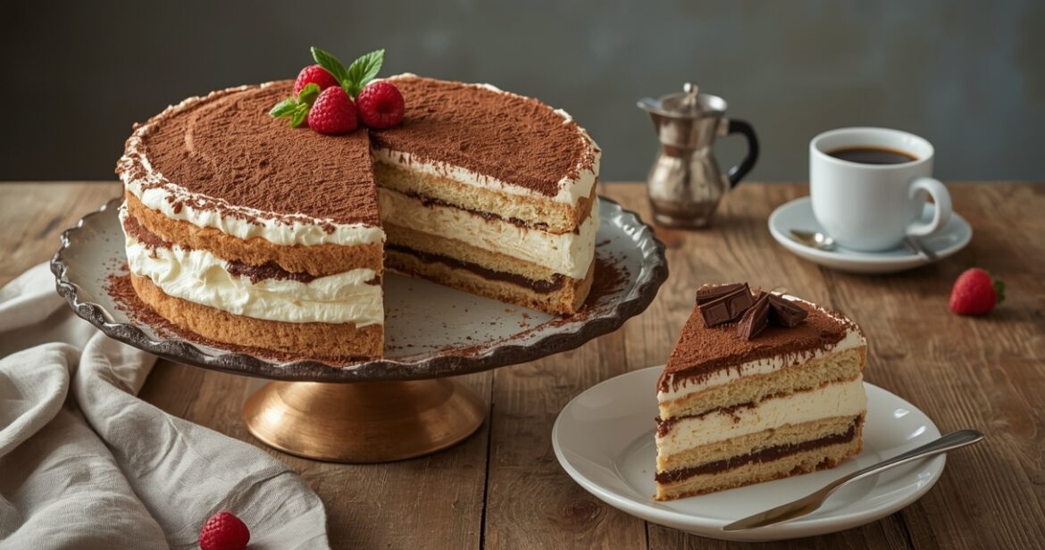 Tiramisu torto receptas su maskarpone ir biskvitiniais sausainiais
