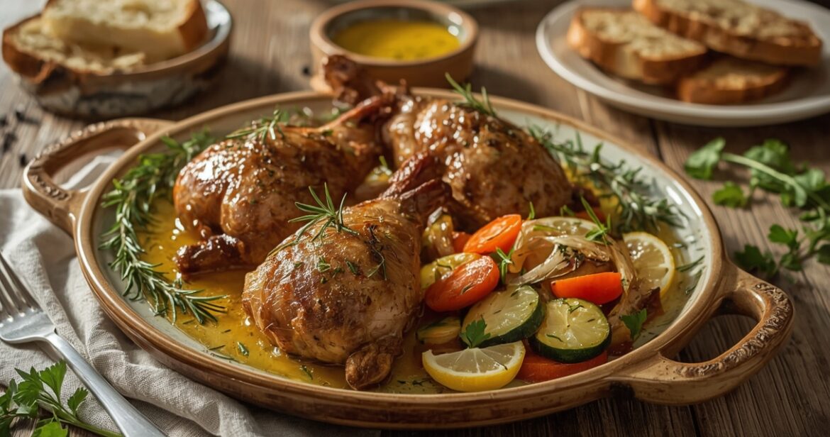 Marinuoto triušio receptas su česnaku ir žolelėmis