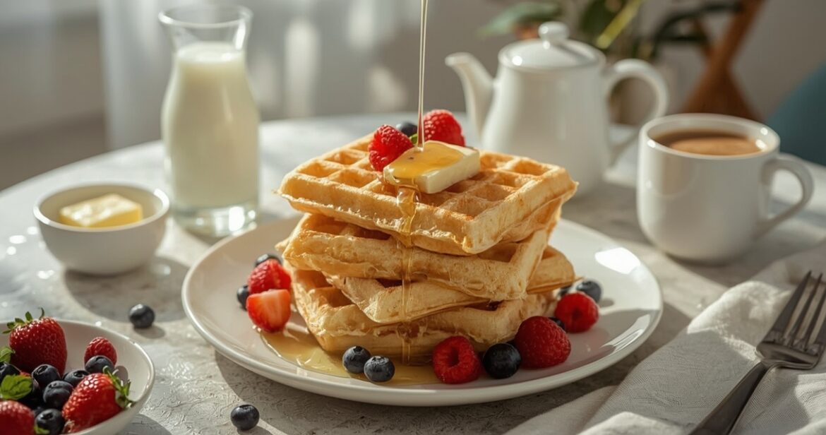 Traškių vaflių receptas su sviestu ir pienu pusryčiams