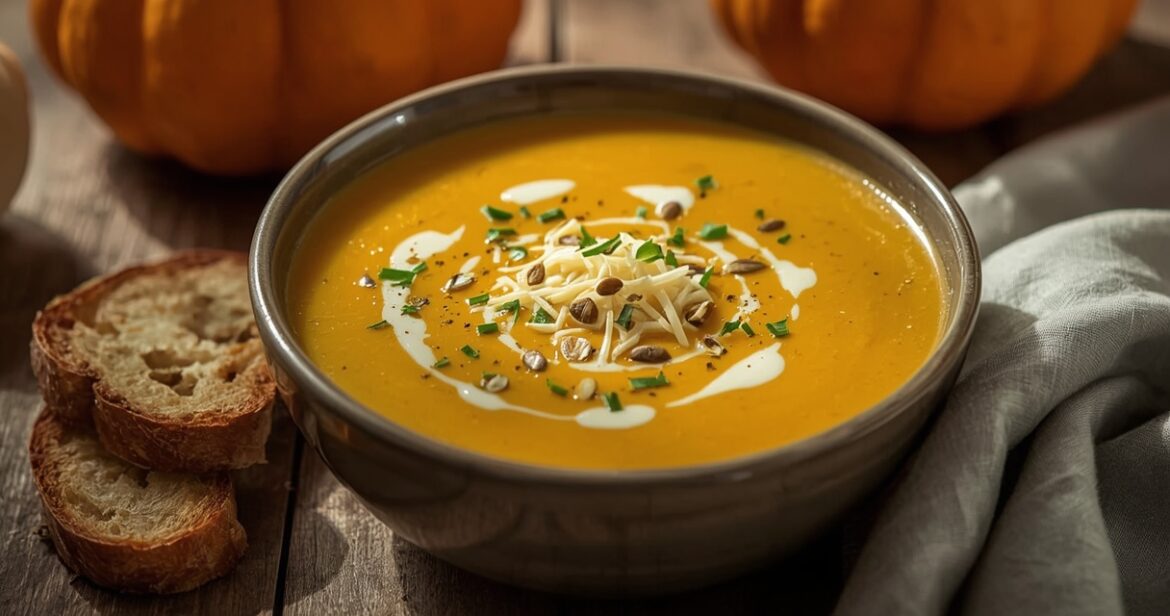 Trintos moliūgų sriubos su sūriu receptas vakarienei