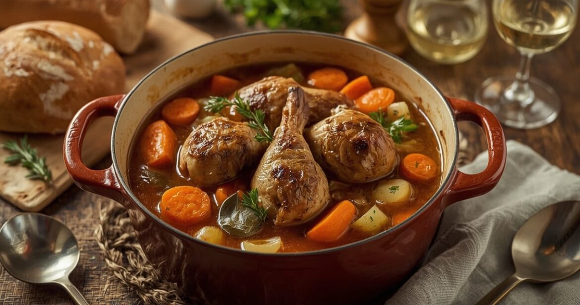 Triušienos troškinio receptas su daržovėmis ir baltuoju vynu