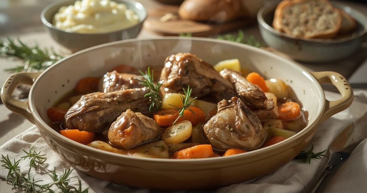 Triušienos troškinio receptas su daržovėmis ir žolelėmis