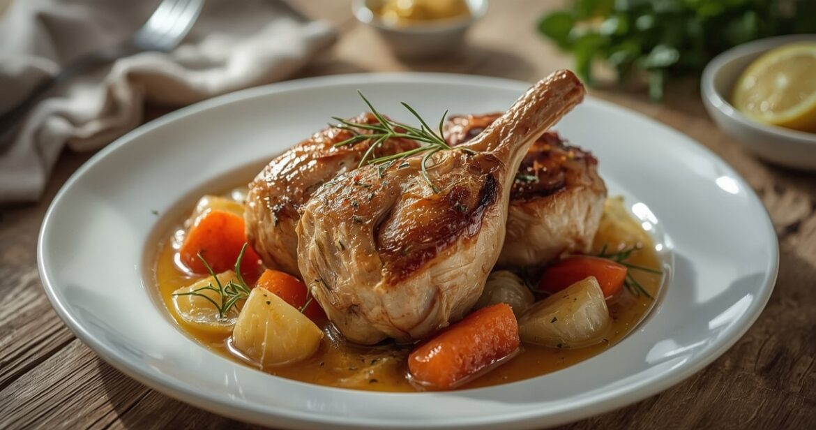 Triušio receptas orkaitėje su daržovėmis ir prieskoninėmis žolelėmis