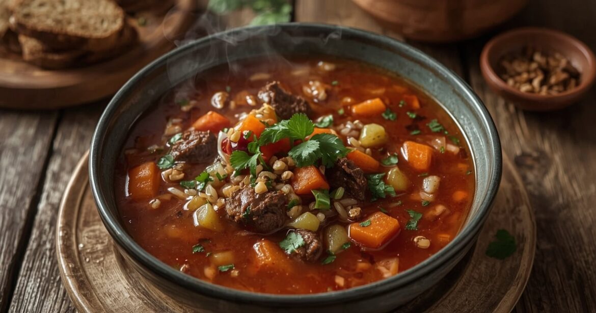 Jautienos charčio sriubos receptas su graikiniais riešutais