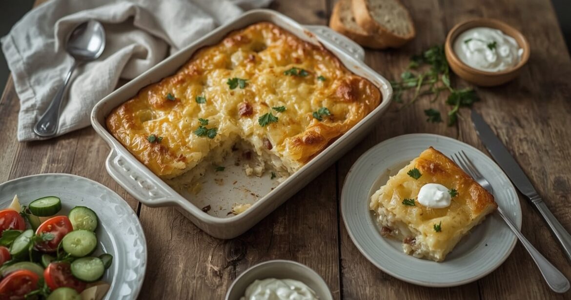 Tarkuotų bulvių apkepo receptas su grietine ir šonine
