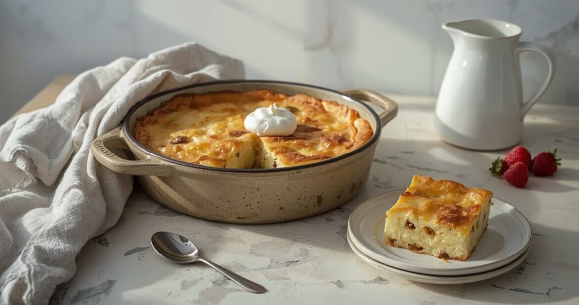 Tarybinio varškės apkepo receptas su manų kruopomis ir razinomis