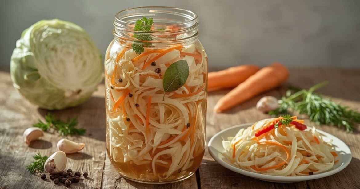 Tarybinių marinuotų kopūstų receptas su morkomis ir česnaku