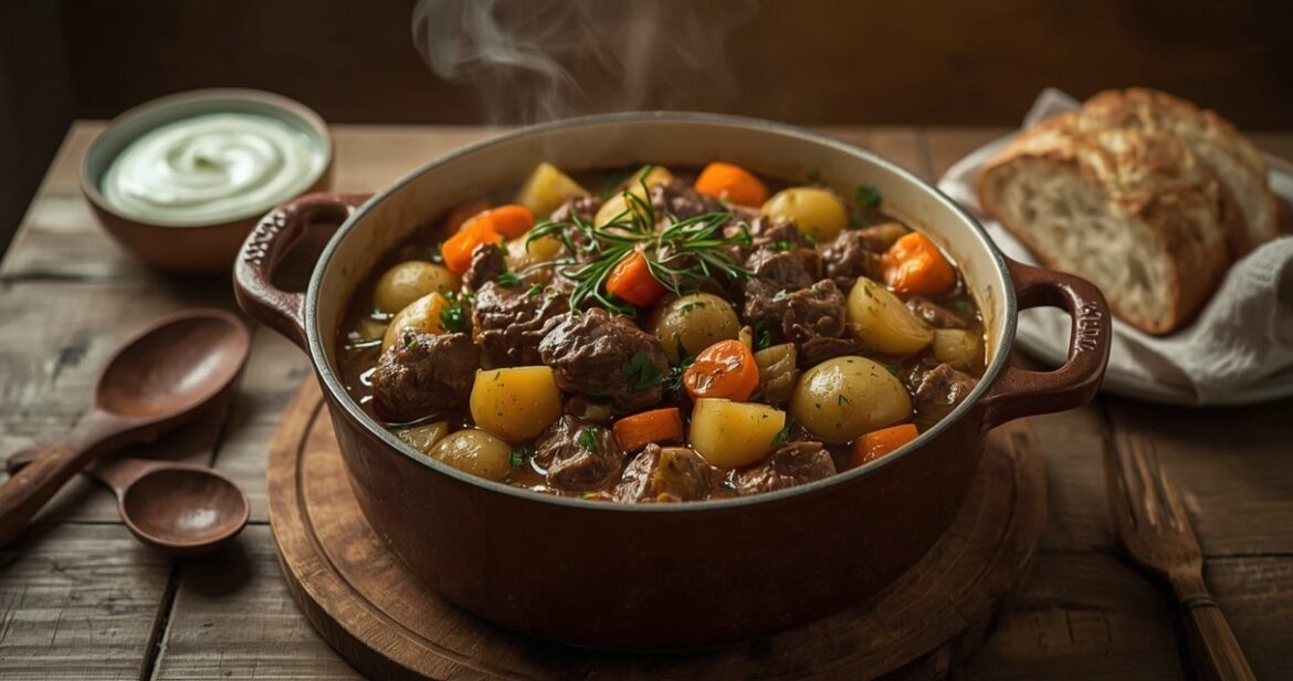 Troškintos avienos receptas su daržovėmis ir aromatinėmis žolelėmis