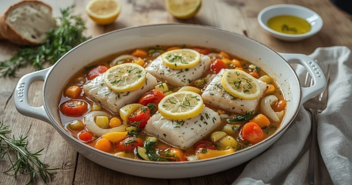 Troškintos žuvies su daržovėmis receptas šeimos pietums