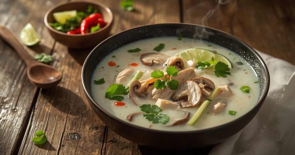 Tailandietiškos vištienos sriubos su kokosų pienu receptas