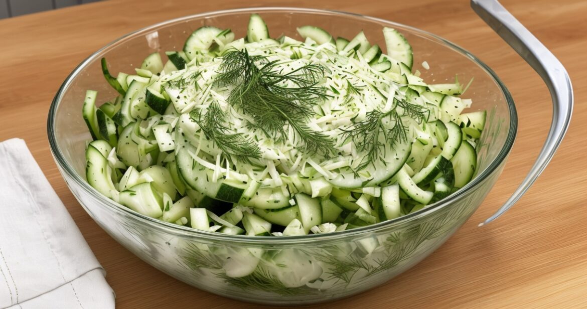 Šviežių kopūstų ir agurkų salotų receptas su krapais