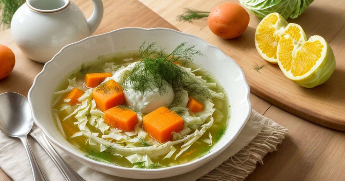 Šviežių kopūstų sriubos receptas su daržovėmis ir pomidorais