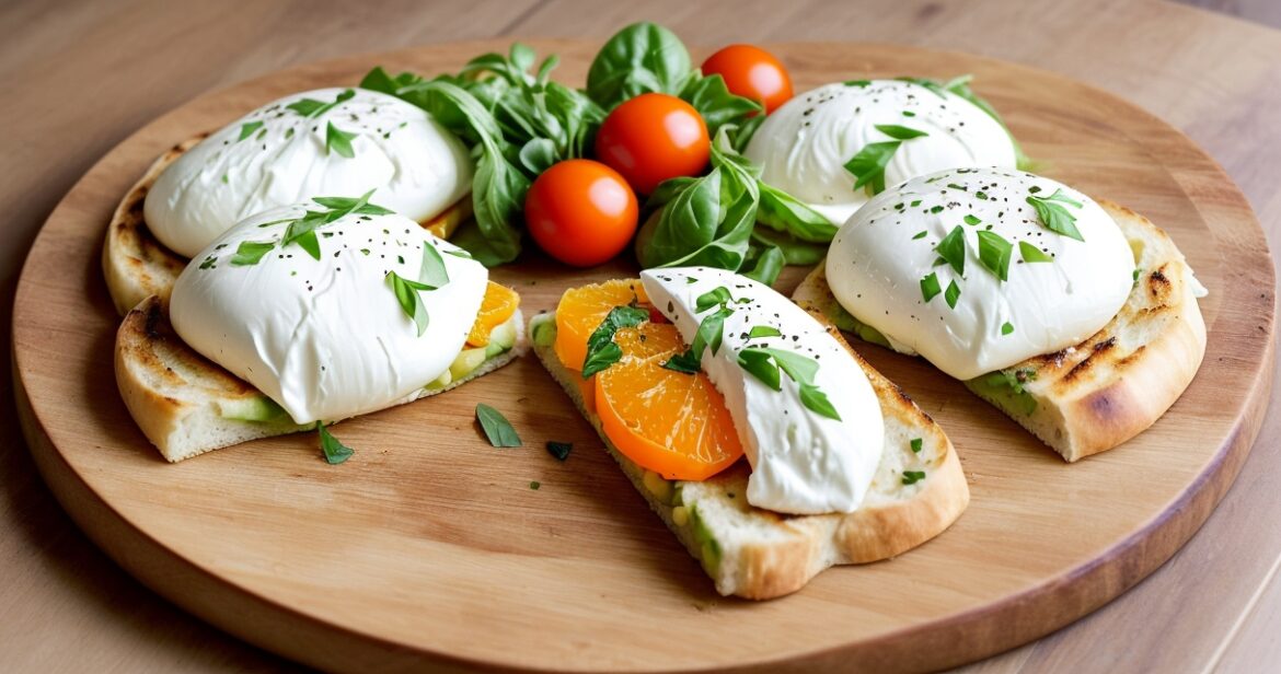 Burratos ir pomidorų receptas su traškia duona ir baziliku